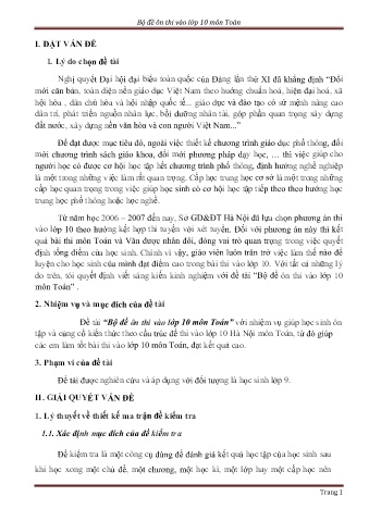 Sáng kiến kinh nghiệm Bộ đề ôn thi vào Lớp 10 môn Toán
