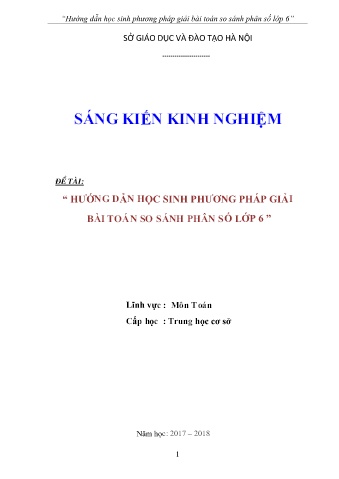 Sáng kiến kinh nghiệm Hướng dẫn học sinh phương pháp giải bài toán so sánh phân số Lớp 6