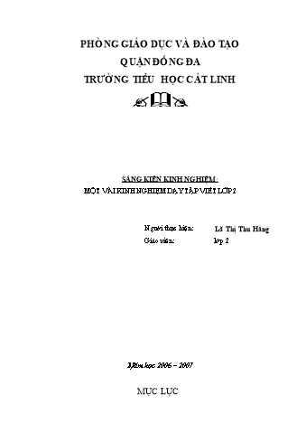 Sáng kiến kinh nghiệm Một vài kinh nghiệm dạy tập viết Lớp 2