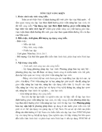 SKKN Áp dụng dạy học theo định hướng phát triển năng lực học sinh vào môn Sinh học 6