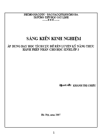 SKKN Áp dụng dạy học tích cực để rèn luyện kỹ năng thực hành phép nhân cho học sinh Lớp 3