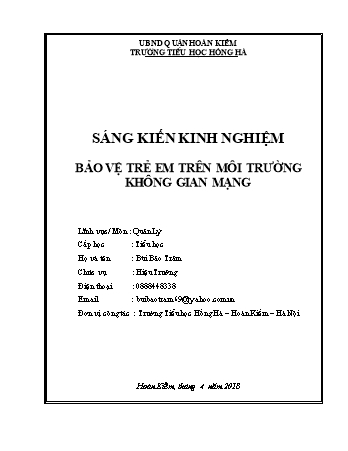 SKKN Bảo vệ trẻ em trên môi trường không gian mạng