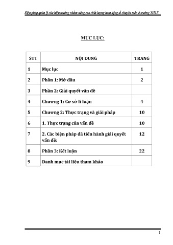 SKKN Biện pháp quản lý của hiệu trưởng nhằm nâng cao chất lượng hoạt động tổ chuyên môn ở trường THCS