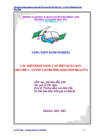 SKKN Các biện pháp nâng cao hiệu quả LQCC cho trẻ 5 – 6 tuổi tại Trường Mầm non Hoa Sữa