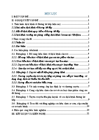 SKKN Chăm sóc sức khỏe, đảm bảo an toàn và phòng chống dịch bệnh về đường hô hấp cho trẻ mầm non