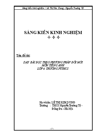 SKKN Dạy bài đọc theo phương pháp đổi mới môn Tiếng Anh Lớp 6 Trường PTTHCS