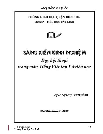 SKKN Dạy hội thoại trong môn Tiếng Việt lớp 5 ở Tiểu học