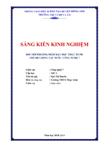 SKKN Đổi mới phương pháp dạy học thực hành chủ đề giống vật nuôi Công nghệ 7