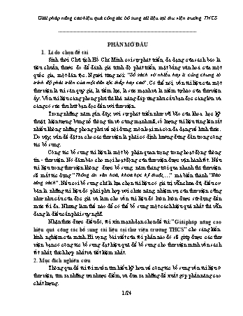 SKKN Giải pháp nâng cao hiệu quả công tác bổ sung tài liệu tại thư viện trường THCS