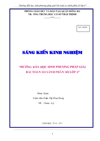 SKKN Hướng dẫn học sinh phương pháp giải bài toán so sánh phân số Lớp 6