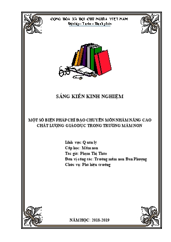 SKKN Một số biện pháp chỉ đạo chuyên môn nhằm nâng cao chất lượng giáo dục trong Trường Mầm non