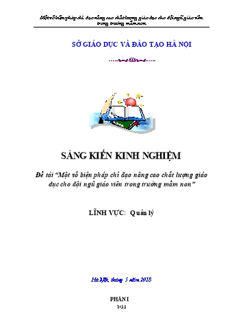 SKKN Một số biện pháp chỉ đạo nâng cao chất lượng giáo dục cho đội ngũ giáo viên trong Trường Mầm non