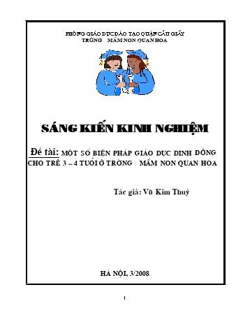 SKKN Một số biện pháp giáo dục dinh dưỡng cho trẻ 3 – 4 tuổi ở Trường Mầm non Quan Hoa