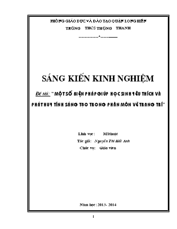 SKKN Một số biện pháp giúp học sinh yêu thích và phát huy tính sáng tạo trong phân môn vẽ trang trí