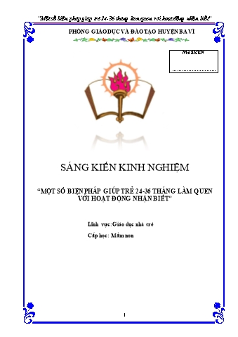 SKKN Một số biện pháp giúp trẻ 24-36 tháng làm quen với hoạt động nhận biết