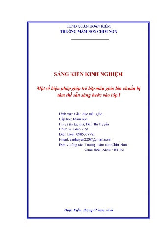 SKKN Một số biện pháp giúp trẻ lớp mẫu giáo lớn chuẩn bị tâm thế sẵn sàng bước vào Lớp 1