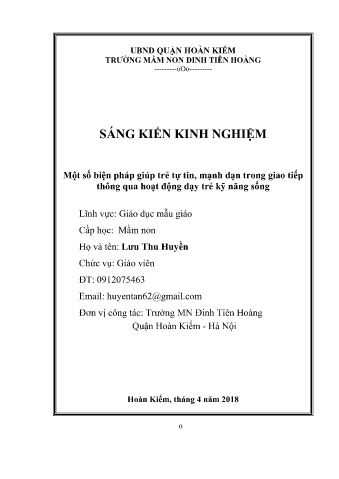 SKKN Một số biện pháp giúp trẻ tự tin, mạnh dạn trong giao tiếp thông qua hoạt động dạy trẻ kỹ năng sống