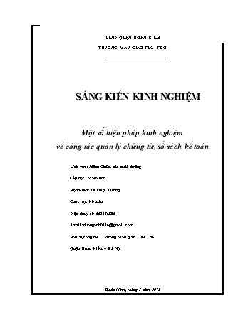 SKKN Một số biện pháp kinh nghiệm về công tác quản lý chứng từ, sổ sách kế toán