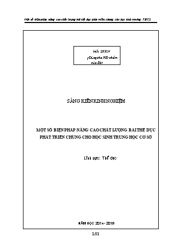 SKKN Một số biện pháp nâng cao chất lượng bài thể dục phát triển chung cho học sinh trường THCS