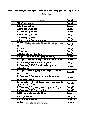 SKKN Một số biện pháp phát triển ngôn ngữ cho trẻ mẫu giáo 5 tuổi thông qua hoạt động làm quen tác phẩm văn học