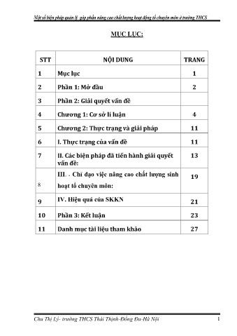 SKKN Một số biện pháp quản lý góp phần nâng cao chất lượng hoạt động của tổ chuyên môn ở trường Trung học cơ sở