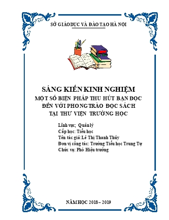 SKKN Một số biện pháp thu hút bạn đọc đến với phong trào đọc sách tại thư viện trường học