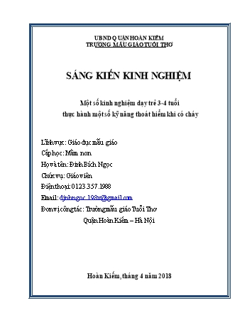 SKKN Một số kinh nghiệm dạy trẻ 3-4 tuổi thực hành một số kỹ năng thoát hiểm khi có cháy