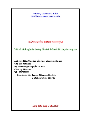 SKKN Một số kinh nghiệm hướng dẫn trẻ 5-6 tuổi kể chuyện sáng tạo