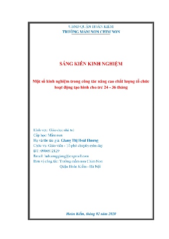 SKKN Một số kinh nghiệm trong công tác nâng cao chất lượng tổ chức hoạt động tạo hình cho trẻ 24 - 36 tháng