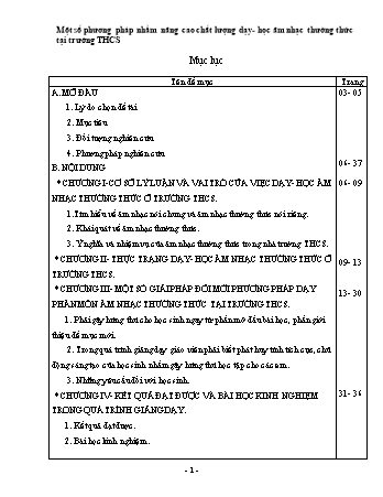 SKKN Một số phương pháp nhằm nâng cao chất lượng dạy - Học Âm nhạc thường thức tại trường THCS