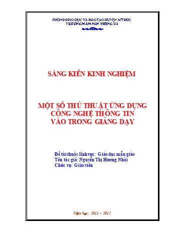 SKKN Một số thủ thuật ứng dụng công nghệ thông tin vào trong giảng dạy