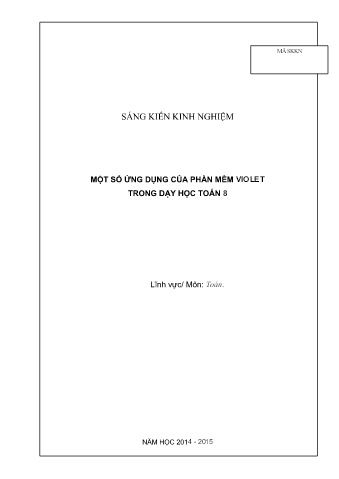 SKKN Một số ứng dụng của phần mềm Violet trong dạy học Toán 8