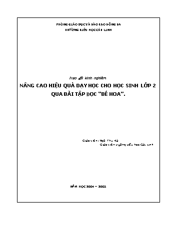 SKKN Nâng cao hiệu quả dạy học cho học sinh Lớp 2 qua bài tập đọc Bé hoa