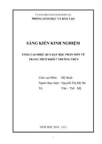 SKKN Nâng cao hiệu quả dạy học phân môn vẽ trang trí ở Khối 7 trường THCS