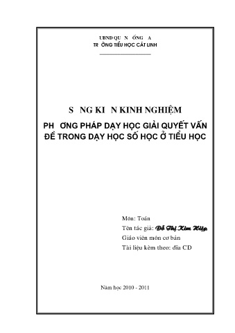 SKKN Phương pháp dạy học giải quyết vấn đề trong dạy học số học ở Tiểu học