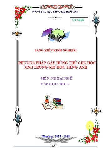 SKKN Phương pháp gây hứng thú cho học sinh trong giờ học Tiếng Anh