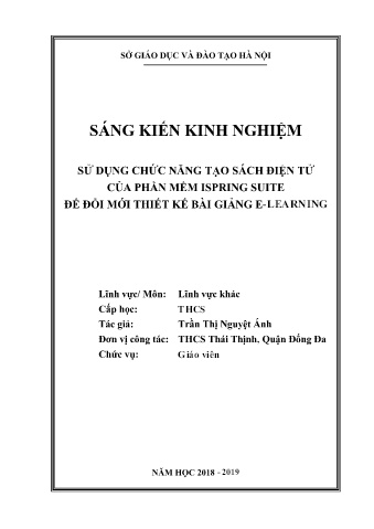 SKKN Sử dụng chức năng tạo sách điện tử của phần mềm Ispring Suite để đổi mới thiết kế bài giảng E-Learning