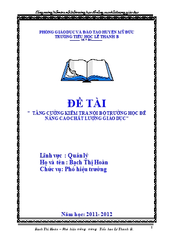 SKKN Tăng cường kiểm tra nội bộ trường học để nâng cao chất lượng giáo dục