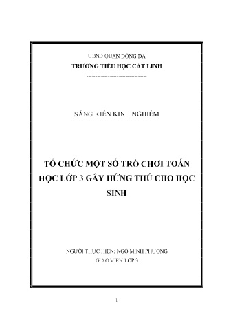 SKKN Tổ chức một số trò chơi Toán học Lớp 3 gây hứng thú cho học sinh