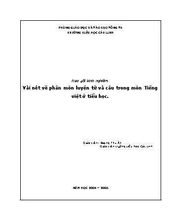 SKKN Vài nét về phân môn luyện từ và câu trong môn Tiếng Việt ở Tiểu học