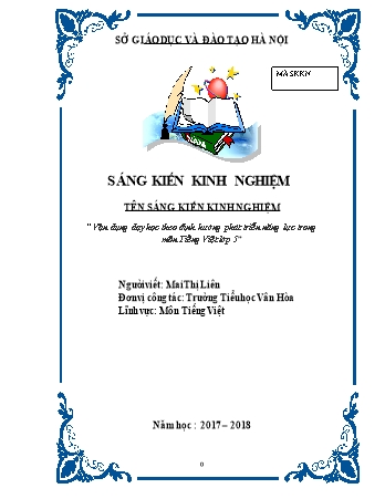 SKKN Vận dụng dạy học theo định hướng phát triển năng lực trong môn Tiếng Việt Lớp 5