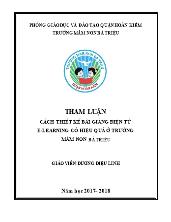 Tham luận Cách thiết kế bài giảng điện tử e-learning có hiệu quả ở Trường Mầm non Bà Triệu